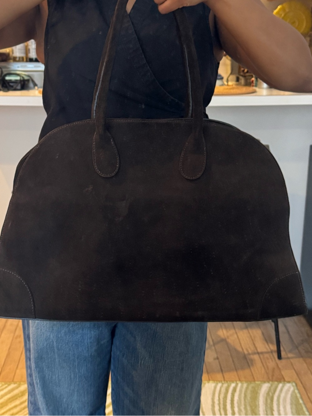 Cos Brown Suede Bowling Bag